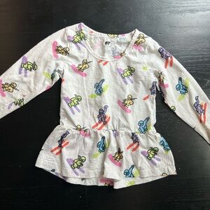 Monica + Andy 5T Skier Colorful Peplum Long Sleeve Top with Ruffles